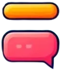 Chat icon. The top part is small with yellow color and bottom part is larget and red.