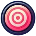 Target icon, red in color with black border and white concentric circles.