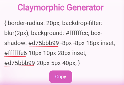 Claymorphism shadow color css change